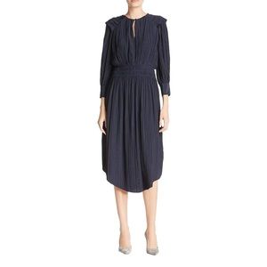 Joie Midnight L Rheia Pleated Midi Cocktail Dress